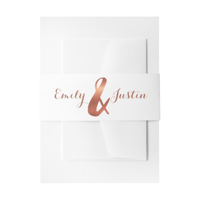Copper ampersand design invitation belly band (Front Example)