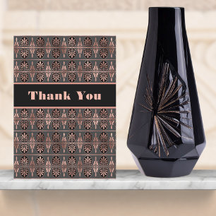 Copper and Black Art Deco Look Elegant Thank You Card