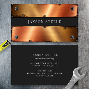 Copper and Black Industrial Riveted  Business Card