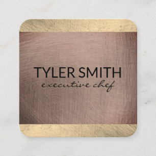 Copper and Gold Metallic (Faux) Square Business Card