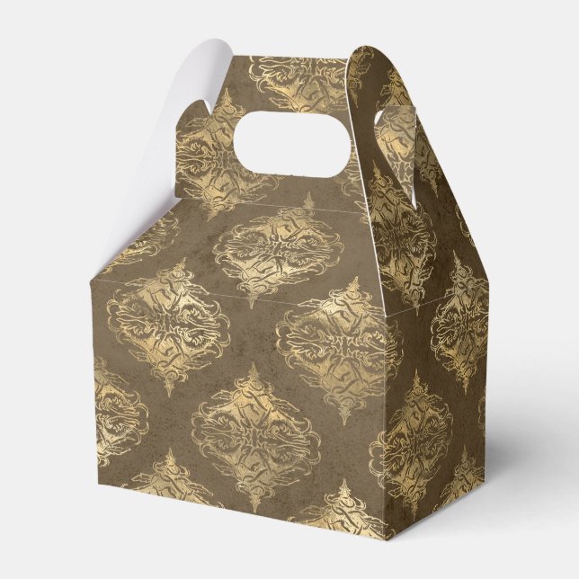 Copper and Gold Vintage Damask Favour Box (Front Side)