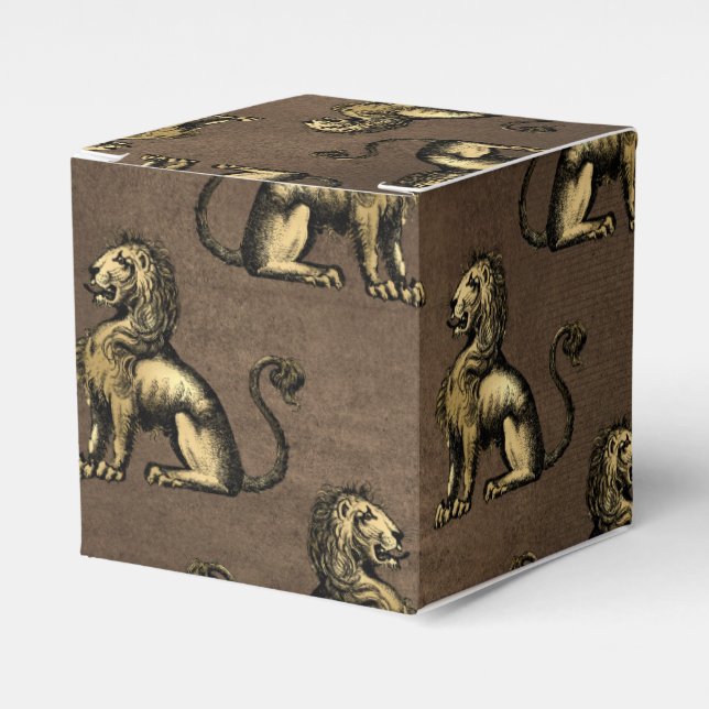 Copper and Gold Vintage Lion Favour Box (Front Side)