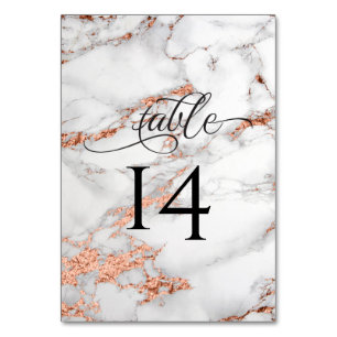 Copper and Marble Wedding Bold Elegance Table Number