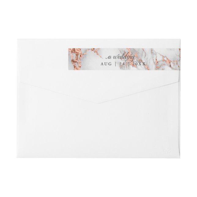 Copper and  Marble Wedding Bold Elegance Wrap Around Label (Back)