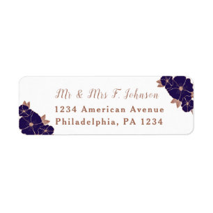 Copper and midnight blue floral modern wedding