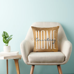 Copper And Navy Home Your Name Throw Pillows