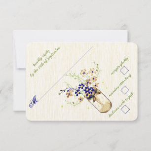 Copper and Navy Wild Flower Mason Jar RSVP Card