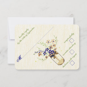 Copper and Navy Wild Flower Mason Jar RSVP Card
