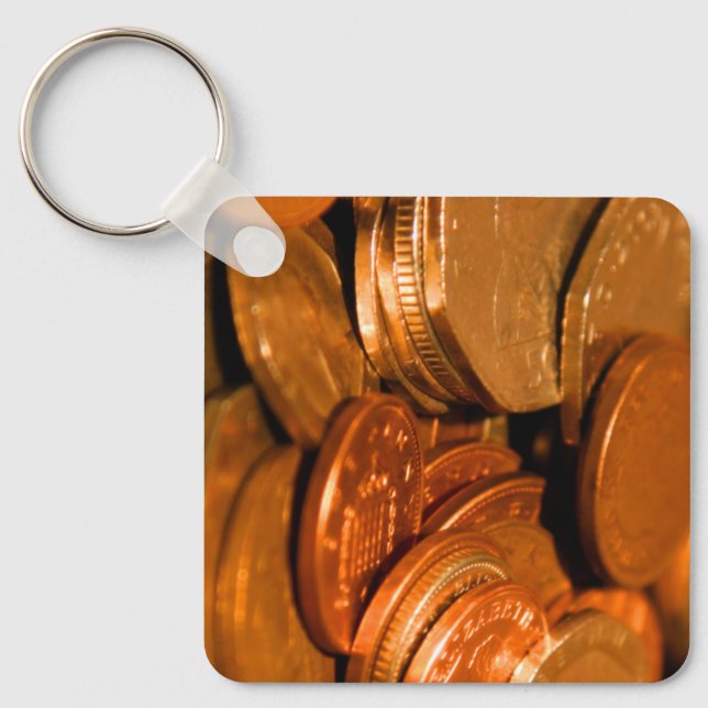 Copper and Silver Coins  Key Ring (Front)