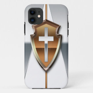 Copper and Silver Cross Shield iPhone 11 Case