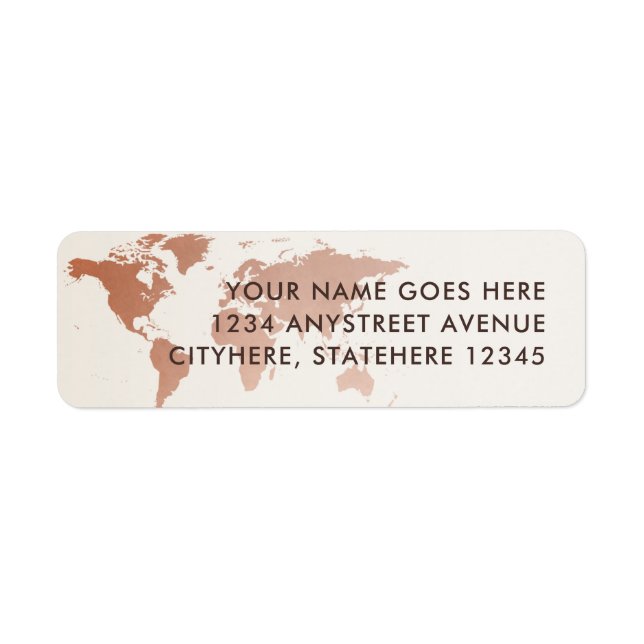 Copper and Tan World Map Return Address (Front)