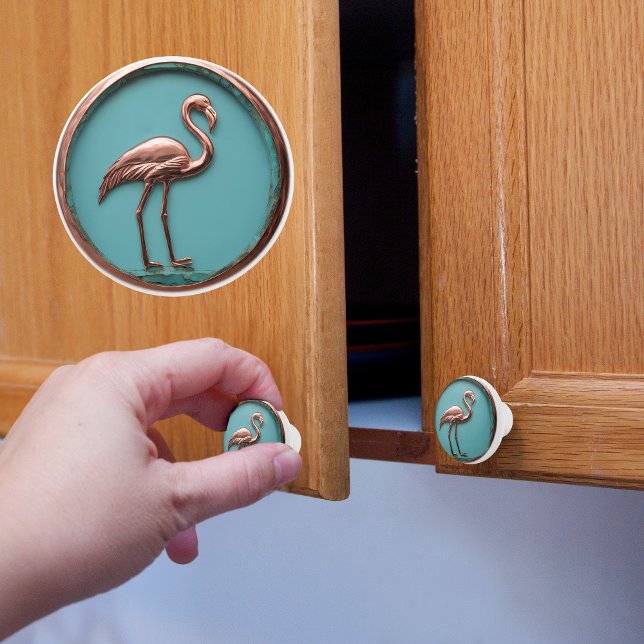 Copper and Turquois Flamingo Ceramic Knob (Creator Uploaded)