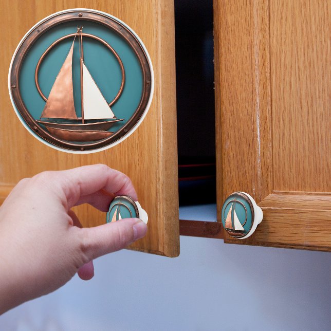 Copper and Turquois Sailboat Ceramic Knob (Creator Uploaded)