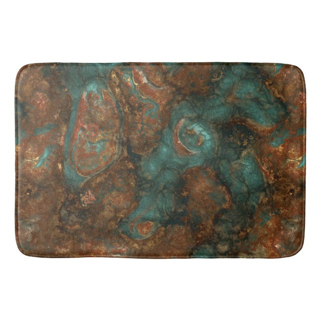 Copper and Turquoise Stone Abstract Bath Mat (Front)