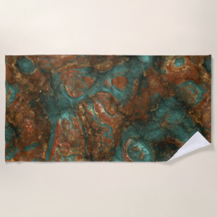 Copper and Turquoise Stone Abstract Beach Towel