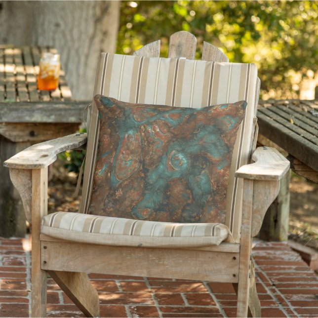 Copper and Turquoise Stone Abstract Cushion (Chair)