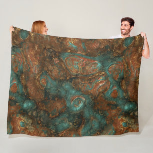 Copper and Turquoise Stone Abstract Fleece Blanket