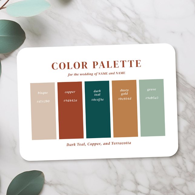 Copper, Beige, and Dark Teal Wedding Colour Palett Enclosure Card (Teal and Copper Wedding Colors - Coordinate Your Wedding With Palette Swatch Cards)
