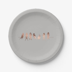 Copper Birds on Wire on Grey   Paper Plates