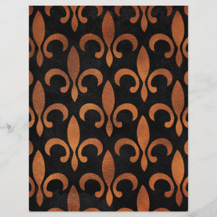 Copper & Black Fleur de Lis Scrapbook Paper