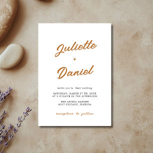 Copper & Black Minimal Modern Calligraphy Wedding Invitation