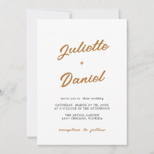 Copper & Black Minimal Modern Calligraphy Wedding Invitation