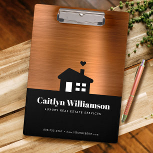 Copper Black Real Estate Broker House Professional Clipboard