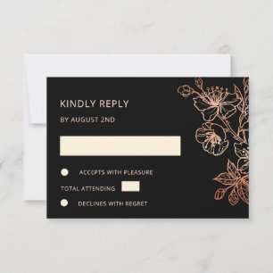  Copper Black Wedding RSVP Card