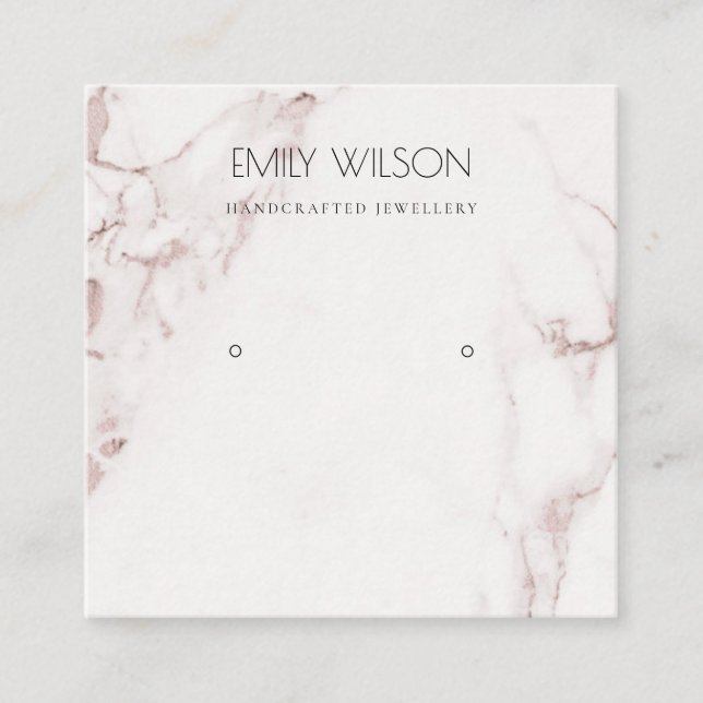 COPPER BLUSH PINK MARBLE STUD EARRING DISPLAY LOGO SQUARE BUSINESS CARD (Front)