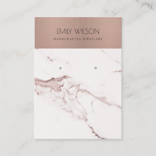 COPPER BLUSH PINK MARBLE TEXTURE EARRING DISPLAY BUSINESS CARD (Front)