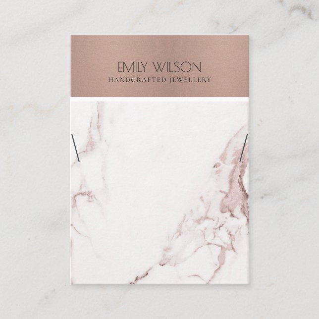 COPPER BLUSH PINK MARBLE TEXTURE NECKLACE DISPLAY BUSINESS CARD (Front)