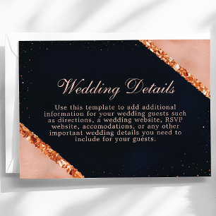 Copper Blush Pink Navy Geometric Details Card