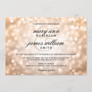 Copper Bokeh Lights Elegant Wedding Invitation