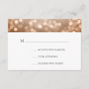 Copper Bokeh Lights Elegant Wedding RSVP Card