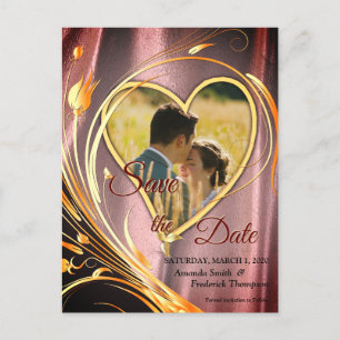 Copper/Brass Satin & Graphic Flower Announcement Postcard