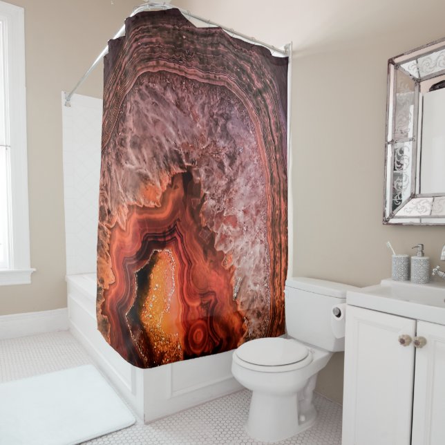 Copper Bronze Agate Mineral Gemstone Shower Curtain (In Situ)