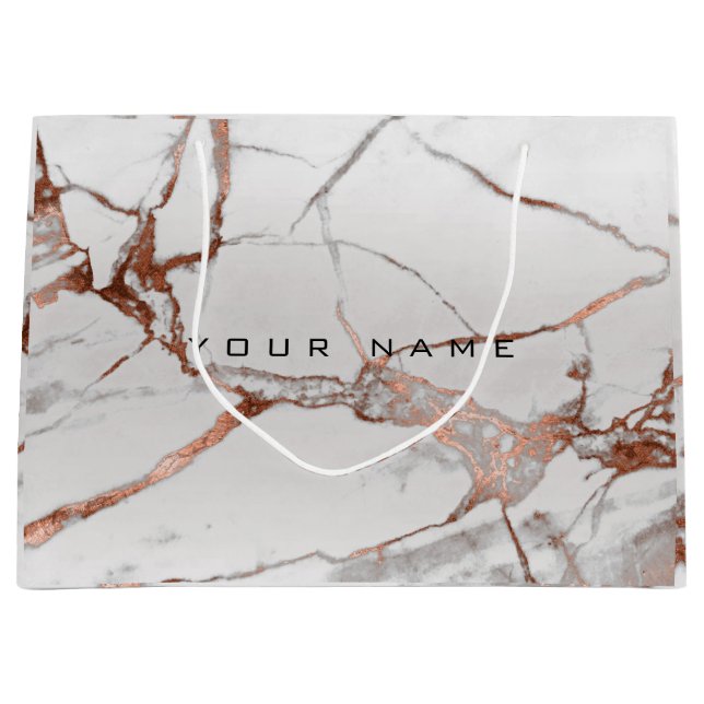 Copper Bronze Marble Metallic Gift Grey Silver Lux Large Gift Bag (Front)