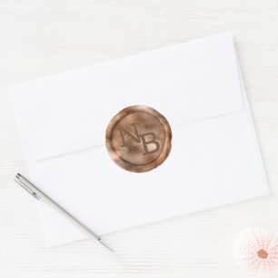 Copper Bronze Monogrammed Wax Seal Sticker