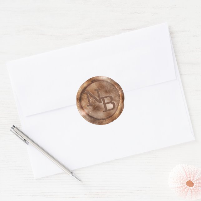 Copper Bronze Monogrammed Wax Seal Sticker (Envelope)