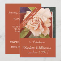 Copper Bronze Rose Watercolor Birthday Floral