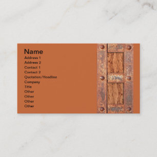 COPPER BRONZE TREASURE CHEST DOOR METAL RUST BOLTS BUSINESS CARD