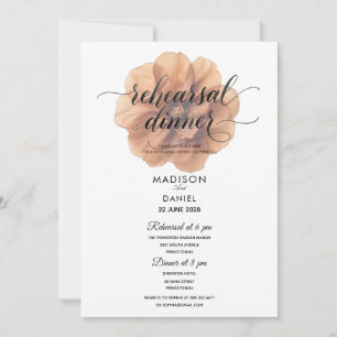 Copper brow Terracotta Floral Rehearsal Dinner Invitation