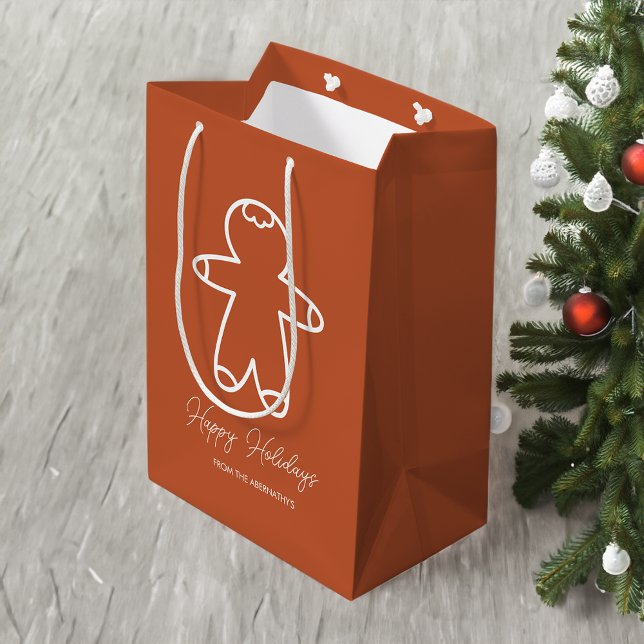 Copper Brown BE562F Gingerbread Man  Medium Gift Bag (Copper Brown BE562F Gingerbread Man Medium Gift Bag)