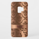 Copper Brown Damasks & Swirls Metallic Look Case-Mate Samsung Galaxy S9 Case<br><div class="desc">Elegant metallic copper brown damasks and swirls. Customisable monogram.</div>