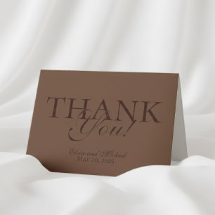 Copper Brown Folded Wedding Thank You