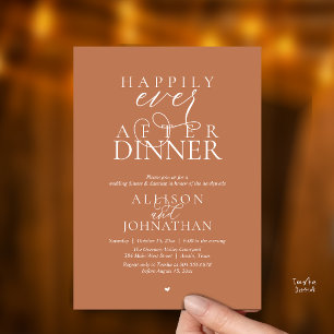Copper Brown Happily Ever After Dinner Wedding Invitation