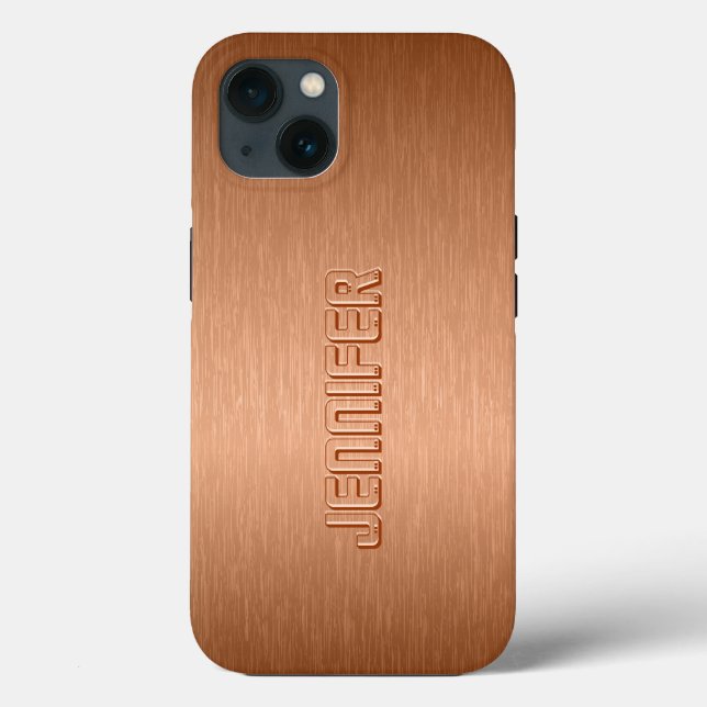 Copper Brown Metallic Brushed Aluminium Look Case-Mate iPhone Case (Back)