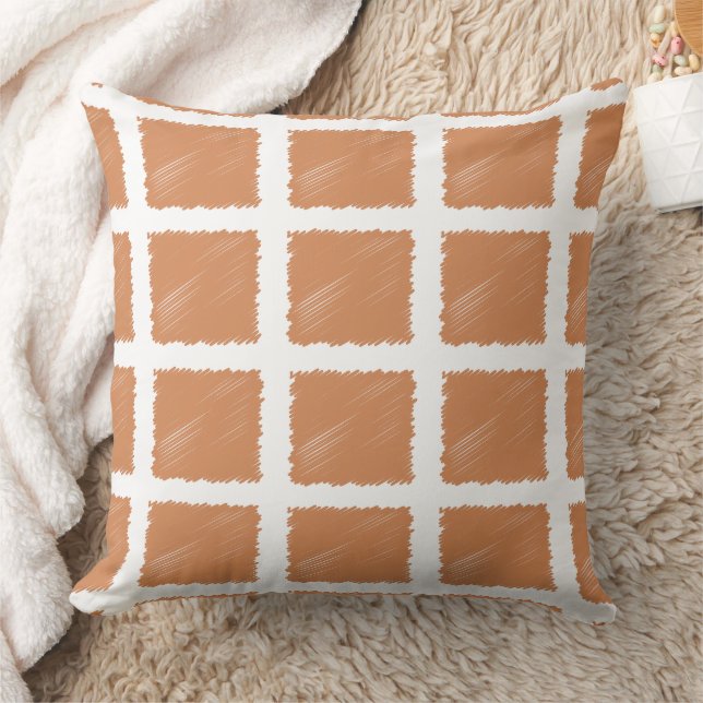 Copper Brown Sketch Throw Pillow (Blanket)