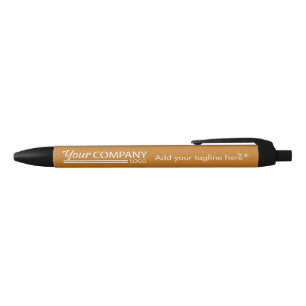 Copper Brown, White Logo Promotional Branded Ink Blue Ink Pen
