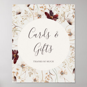 Copper Burgundy Wildflower   Beige Cards and Gifts Poster